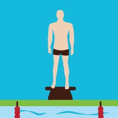 bir yüzücü illüstrasyon izole mavi bir arka plan atlamak için hazır