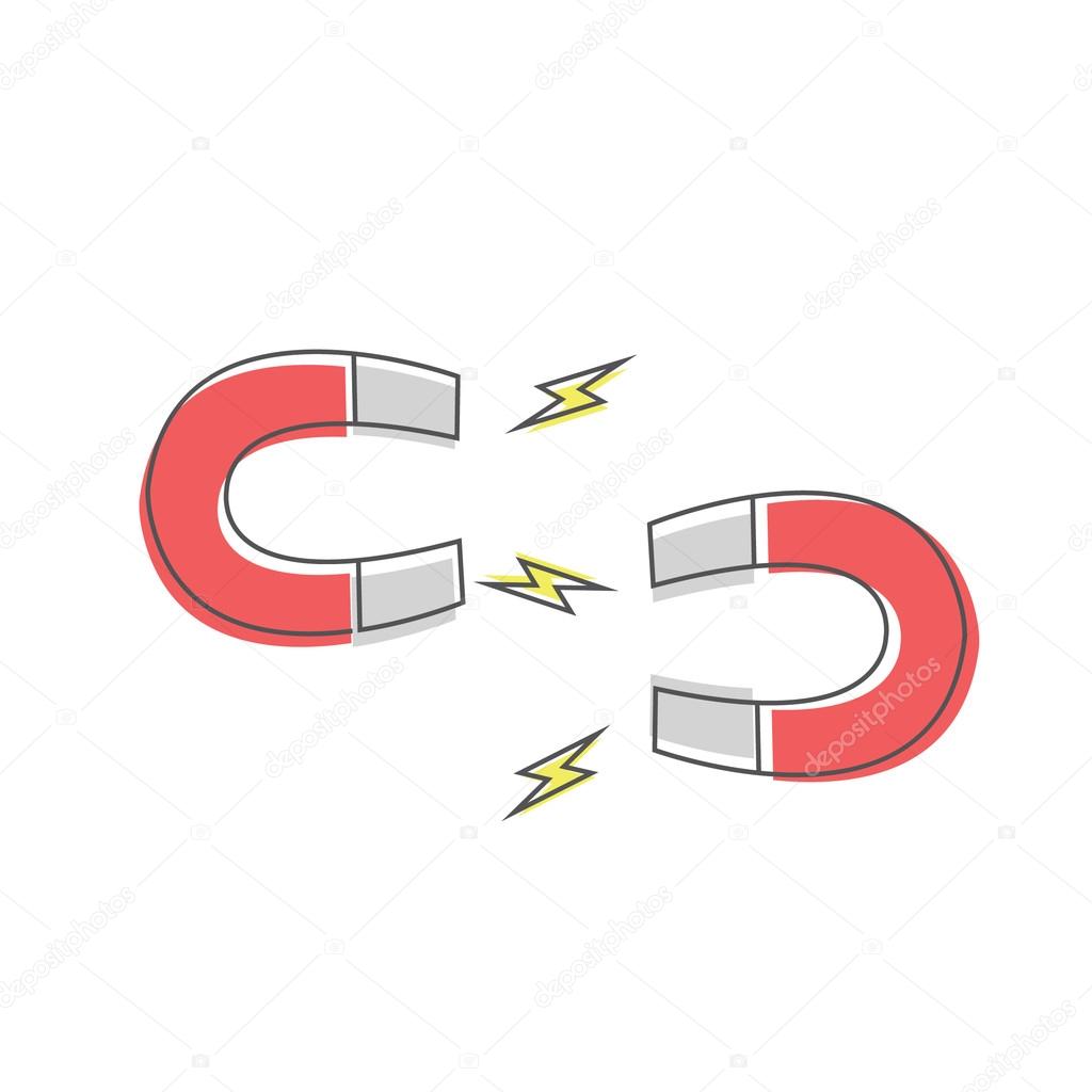 Two magnets repel each other illustration isolated in a white background
