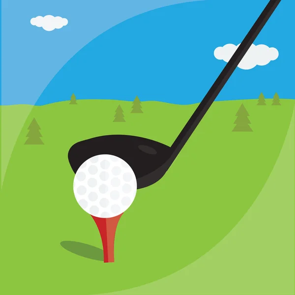 Иллюстрация плоского дизайна игры в гольф на зеленом фоне — стоковый вектор