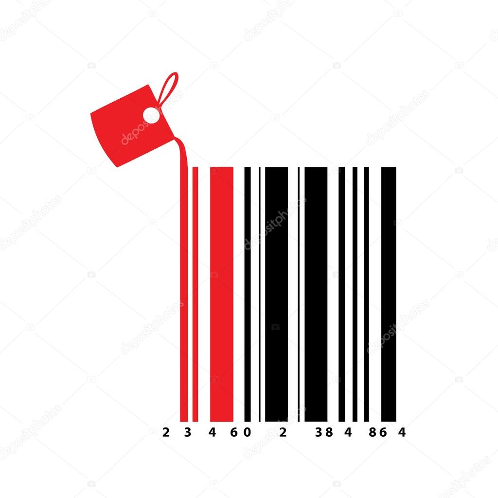 BAR CODE and Small bucket spills on it illustration isolated in a white background