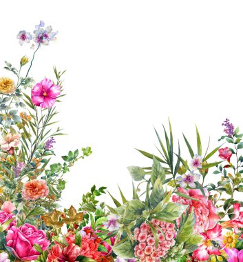 yaprak ve çiçek suluboya resim