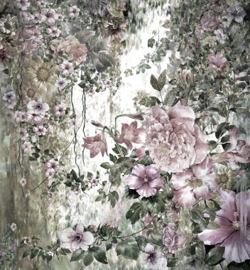 Soyut çiçek suluboya resim