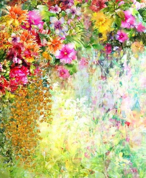 Abstrakta blommor akvarellmålning. Våren — Stockfoto