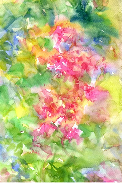 Abstrakta blommor akvarellmålning. Mångfärgade vårblommor — Stockfoto