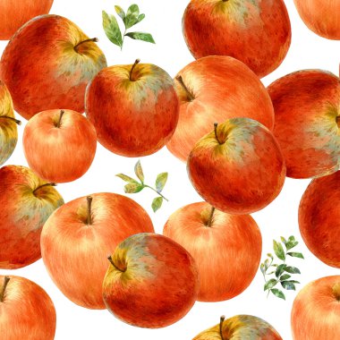Yaprak ve apple, seamless modeli suluboya çizimi 