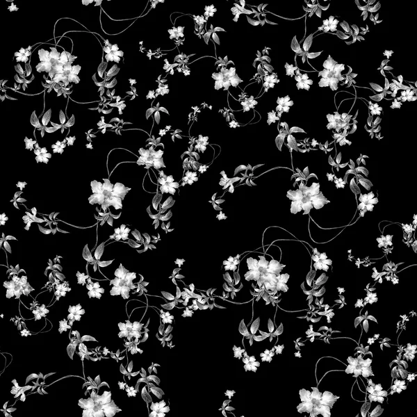 葉や花の水彩画、シームレスなパターン — ストック写真