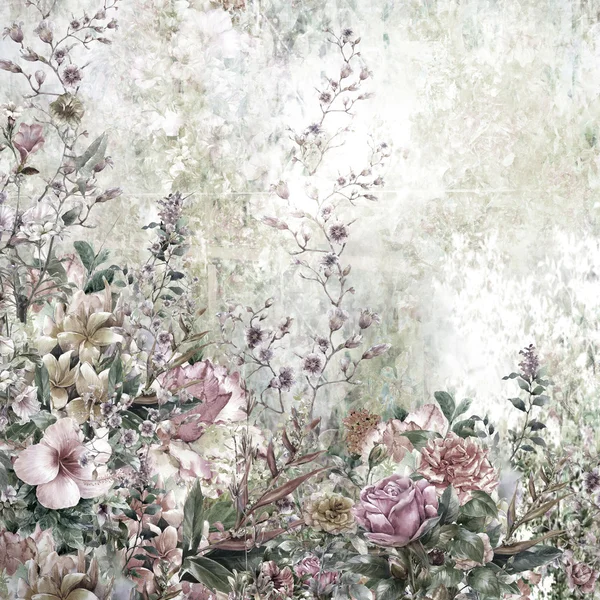 꽃 수채화 그림을 추상화 합니다. 여러 가지 빛깔된의 꽃을 봄 — 스톡 사진