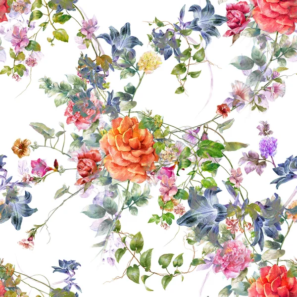 Soyut çiçek suluboya resim 