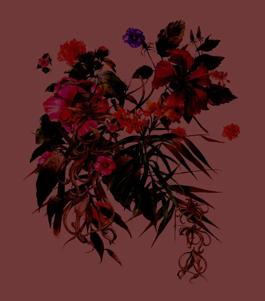 Λουλούδια αφηρημένη ζωγραφική με νερομπογιές. — Φωτογραφία Αρχείου