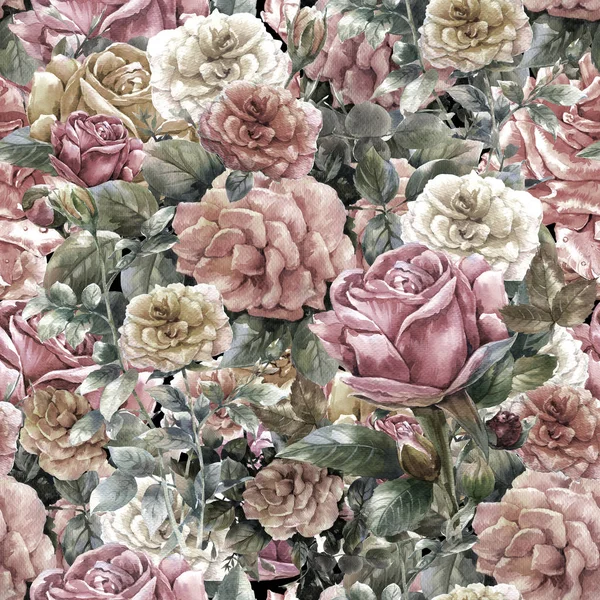 Ζωγραφική με νερομπογιές λουλούδια, τριαντάφυλλο — Φωτογραφία Αρχείου
