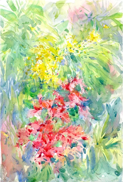 Абстрактные красочные цветы акварель. Весенний разноцветный — стоковое фото