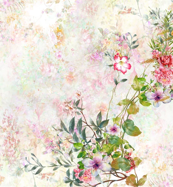 Peinture aquarelle abstraite de fleurs colorées. Illustration multicolore printemps — Photo