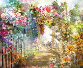 Картина, постер, плакат, фотообои "abstract colorful flowers watercolor painting. spring multicolored", артикул 156286688