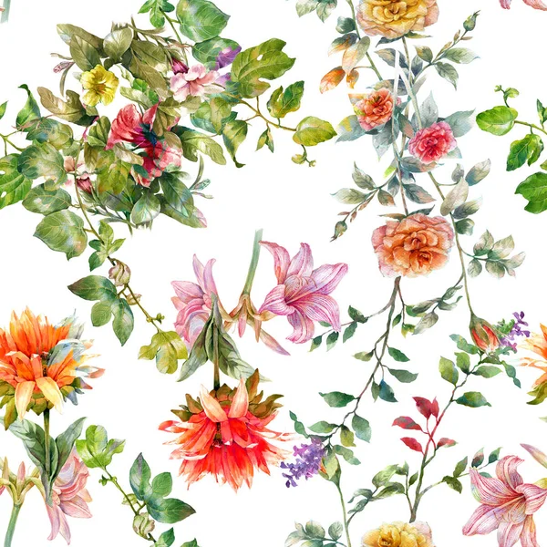 Watercolor floral pattern — Stock Vector © ZeninaAsya #76873611