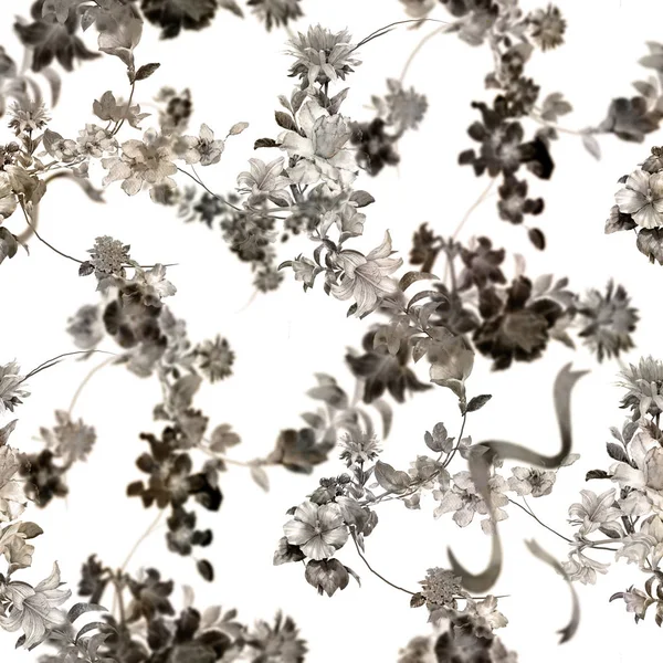 Suluboya resim yaprak ve çiçekler, beyaz zemin üzerine Dikişsiz desen