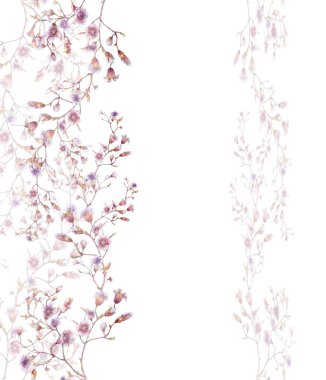 suluboya resim yaprak ve çiçek, beyaz arka plan üzerinde 