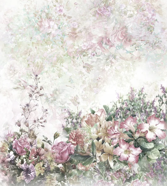 Absztrakt akvarell színes virágok. Tarka tavaszi — Stock Fotó