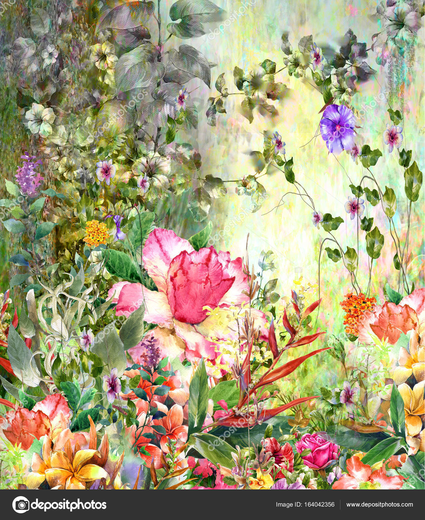 Acquerello astratto fiori variopinti Multicolore in primavera — Foto di photoi 0921