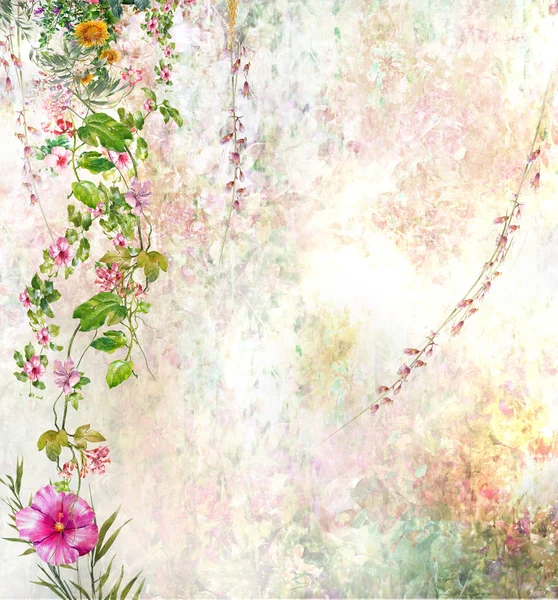 Peinture aquarelle abstraite de fleurs colorées. Printemps multicolore . — Photo