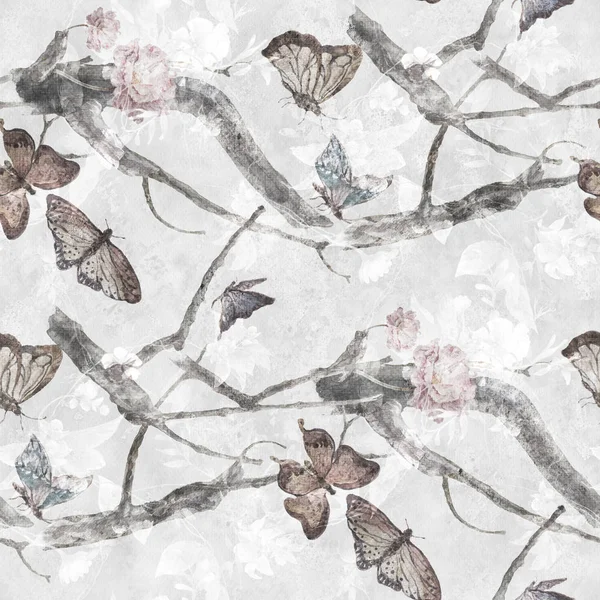 나비와 수채화 배경에 — 스톡 사진