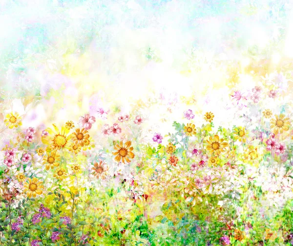 抽象的なカラフルな花水彩画 春のマルチカラーで — ストック写真