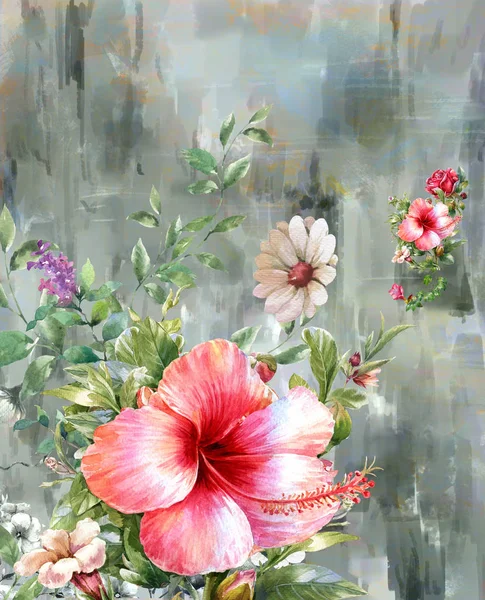 Flores Coloridas Abstractas Acuarela Pintura Primavera Multicolor — Foto de Stock