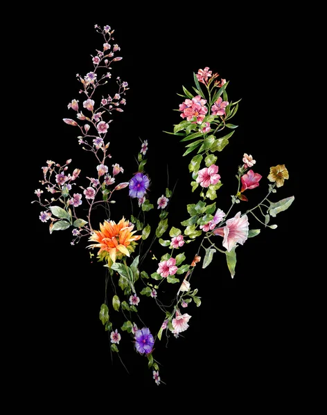 ภาพวาดส าของใบไม และดอกไม บนพ นหล — ภาพถ่ายสต็อก