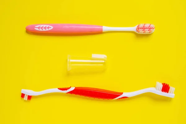 Different kinds of tooth brushes for animals. — Stock Photo, Image