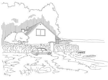 Şehir dışında, gölün kıyısındaki ormanda bir ev. Şehir sakinleri için dinlenme ve rahatlama.