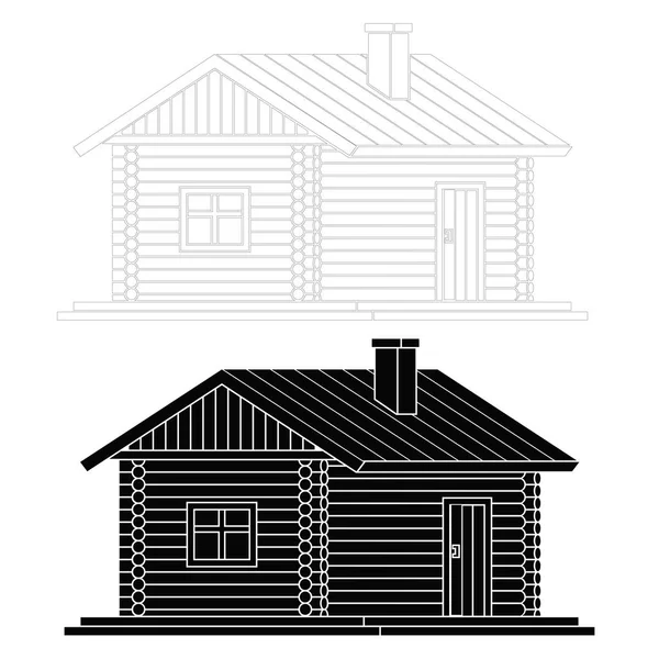 Vidéki Ház Fából Készült Naplókat Ház Két Homlokzatok Vektor Illusztráció — Stock Fotó