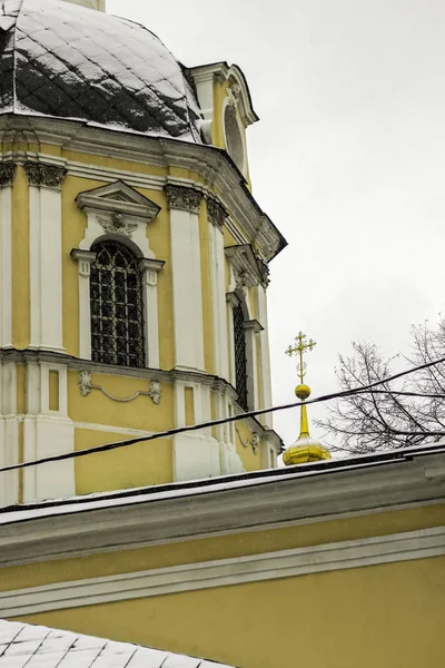 Dôme Église Orthodoxe Lors Une Chute Neige Détail Architectural Une — Photo