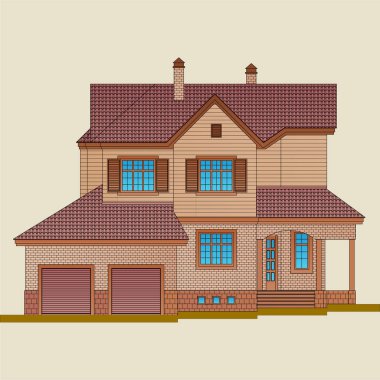 Ev hafif tuğla ve doğal ahşap inşa edilmiştir. Amerikan tarzı mimari bir Konut Binası.