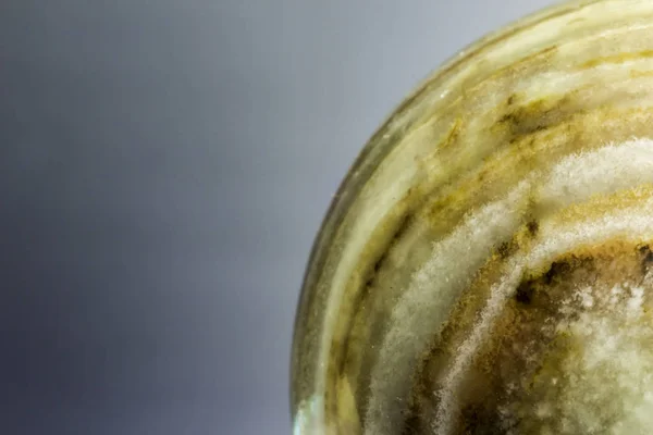 Makro fotoğraf doku üzerinde gri bir arka plan cilalı oniks taş. Fotoğraf için site Jeoloji, taşlar, mücevher, işlemeli, dokular, sanat, astronomi hakkında.