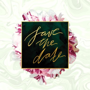 Trendy mermer ve Şakayık davet şablonu