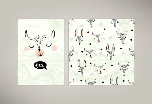 Cute cartoon animals seamless pattern — Stock Vector
