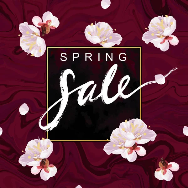 Lente Sale kaart met belettering — Stockvector