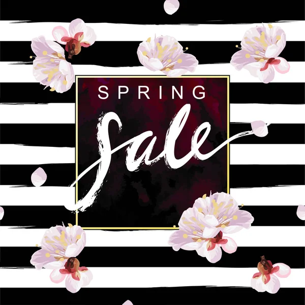 Lente Sale kaart met belettering — Stockvector