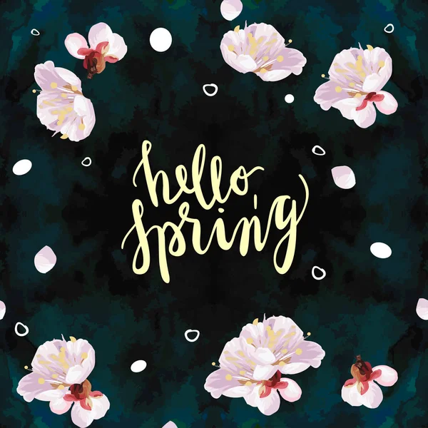 "Hello Spring "hand skrivna bokstäver — Stock vektor