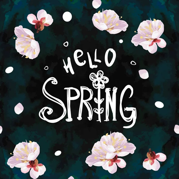 "Hello tavasz "kézzel írott betűk — Stock Vector