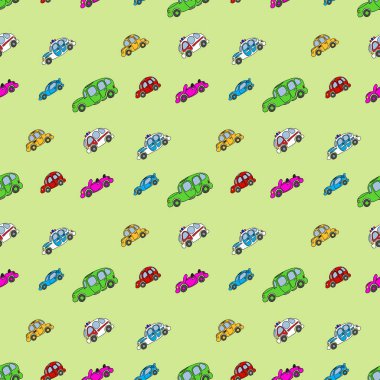 Elle çizilmiş basit arabalar seamless modeli