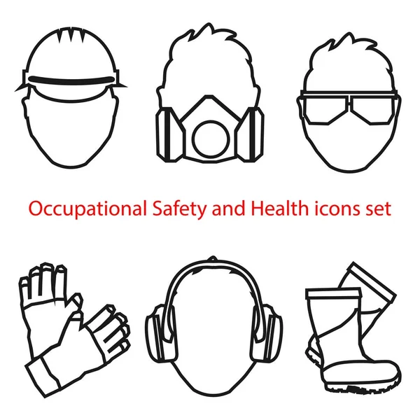Ensemble d'icônes et de panneaux de sécurité et de santé au travail — Image vectorielle