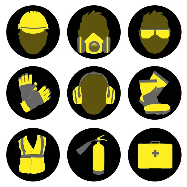 Набір іконок та знаків охорони праці — стоковий вектор