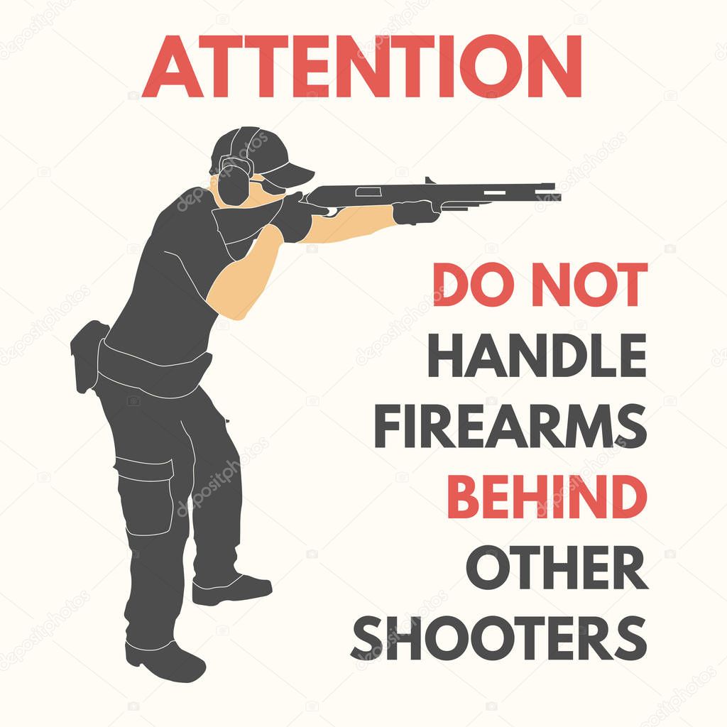 Practical shooting safety rules vector illustration will be use for web, textile, banners, tickets, postcards.