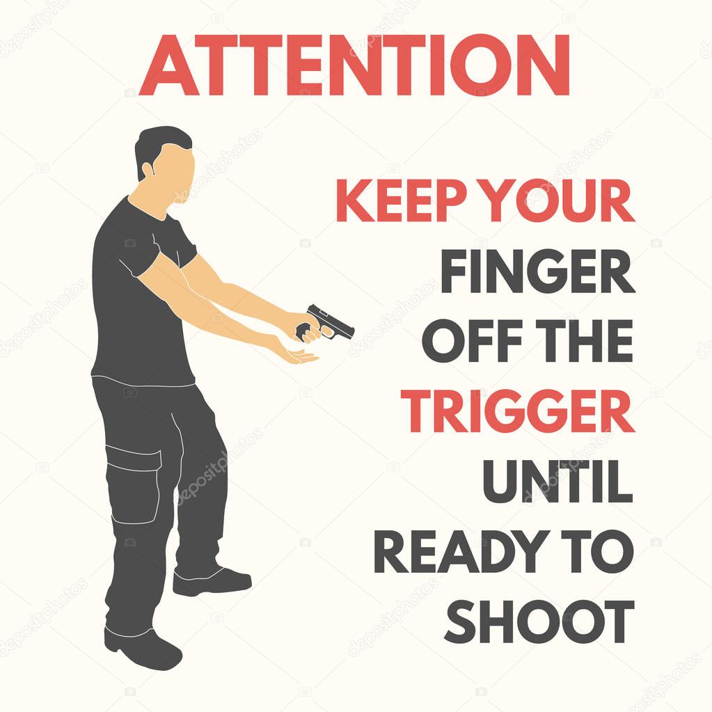 Practical shooting safety rules vector illustration will be use for web, textile, banners, tickets, postcards.