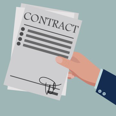 Sözleşme düz illüstrasyon. Anlaşma, başarılı bir müzakere, ortaklık. Modern düz tasarım için web afiş, web sitesi, basılı materyalleri, infographics. Vektör çizim