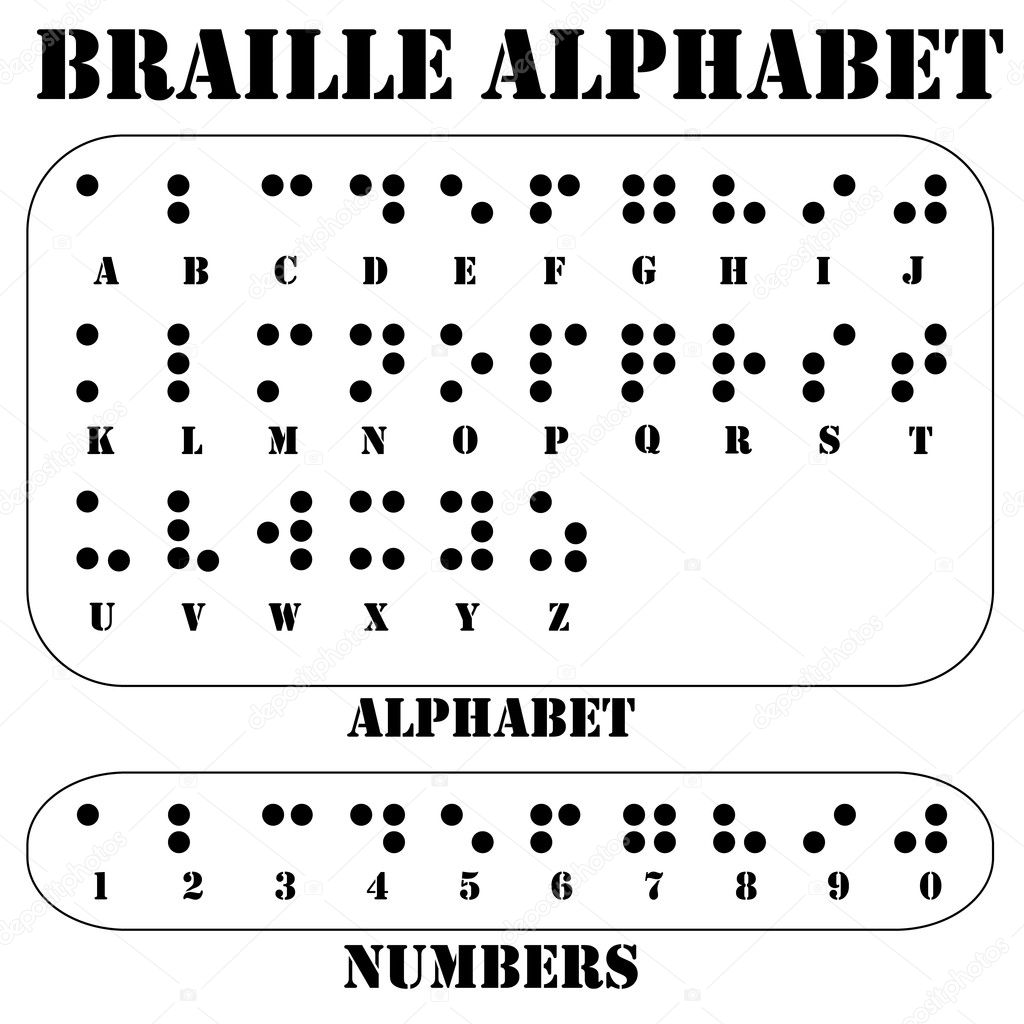 Braille alphabet letters. Braille is a tactile writing system used by people who are blind or visually impaired. Vector illustration.
