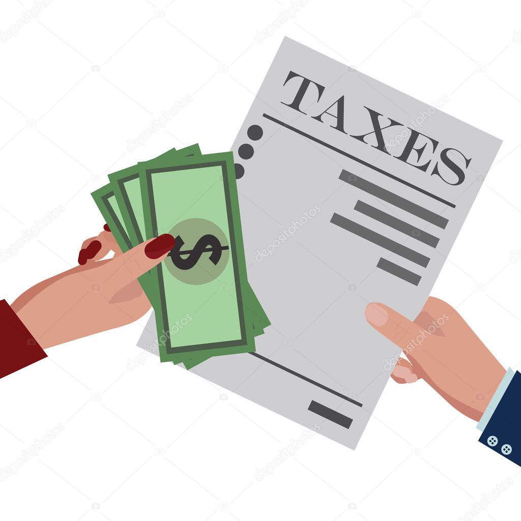 Taxes Paid And Money Flat Design For Business Financial Marketing - taxes paid and money flat design for business financial marketing banking advertisement office people property