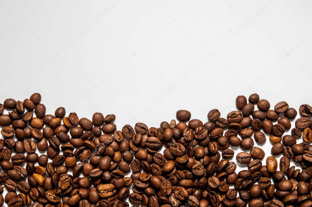 Mixture of different kinds of coffee beans. Coffee Background. 