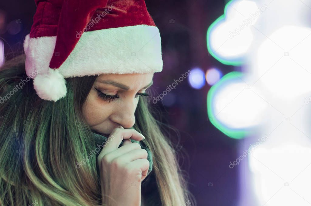 Lonely Christmas woman 