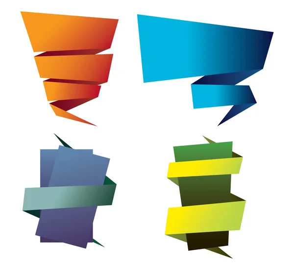 afiş, origami, kabarcık, konuşma, etiket, satış, teyp, şablon, parlak, vektör, turuncu, mavi, yeşil, sarı